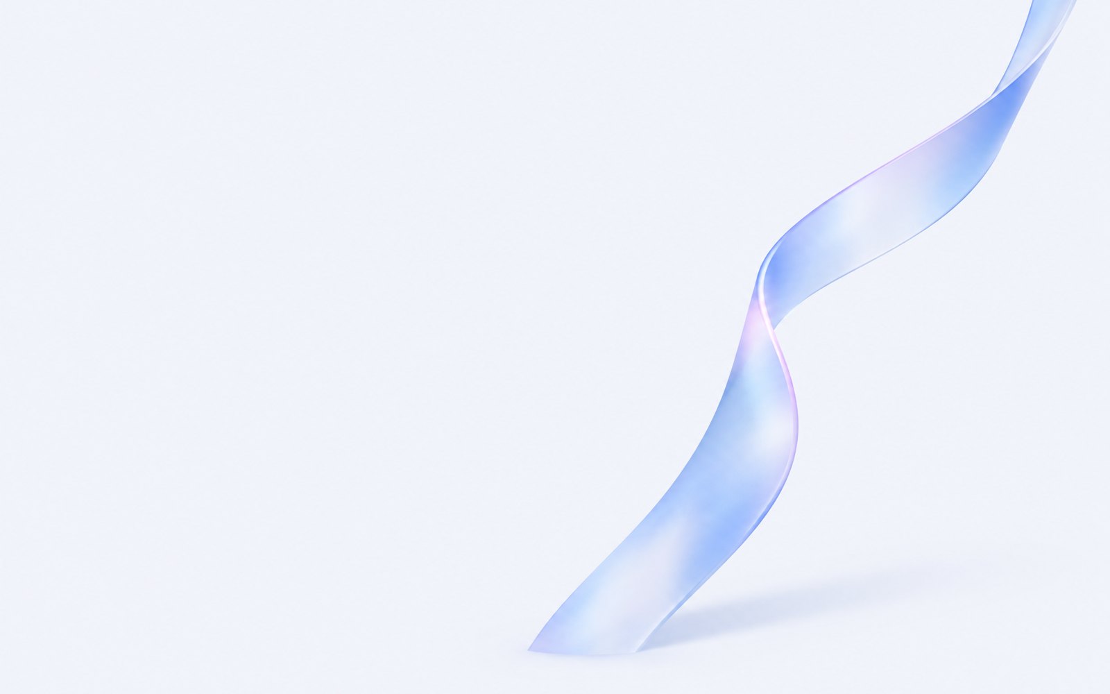 Frosted glass ribbon rising like a growth curve